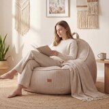  Stolica s naslonom i tabureom od samta Comfy 4.0 &amp;ndash; bež Slike