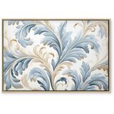  Slika - Baroque Ornaments in Light Cream-Blue Hues 90x60 U prirodnom drvenom okviru | shoptok.hr