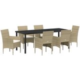 vidaXL 7-delni set vrtnih jedilnih stolov Bež Poli ratan, (22087305) | Shoptok.si