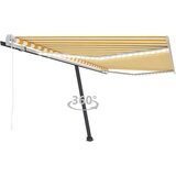 vidaXL Avtomatska tenda LED + senzor 450x350 cm rumeno/bela Cene