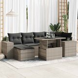Maison Chic Seti vrtnega pohištva - Vrtna garnitura - Vrtni pohištvo set 7-delna z blazinami siv poli ratan, (21802068) | Shoptok.si