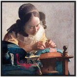  Slika - Jan Vermeer – The Lacemaker 40x40 U crnom drvenom okviru | shoptok.hr