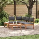 vidaXL Set vrtne klupe sa zavjesama 4 pcs Smeđa i tamno siva i smeđa | shoptok.hr