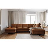 Miuform Narančasta/smeđa sklopiva kutna garnitura od samta (s desnim kutom) Lofty Lilly – | shoptok.hr