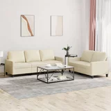 2-dijelni set sofa s jastucima krem od umjetne kože