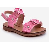 Boto Pink Patent Leather Children's Sandals Adorned with Flowers Tinette | ePonuda.com