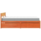 Krevet s ladicama i madracem voštano smeđi 140x190 cm borovina | Eponuda.com