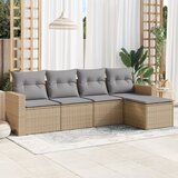 vidaXL 5-dijelni vrtni set sofa s jastucima bež od poliratana Cijene