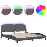vidaXL Posteljni okvir z LED lučkami siv 180x200 cm umetno usnje, (21095324) | Shoptok.si
