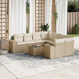 vidaXL 9-dijelni set vrtnih sofa s jastucima bež od poliratana | shoptok.hr
