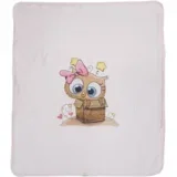 Pamučni prekrivač za bebe Sova, 80x90 cm, Roze