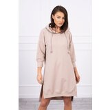 Kesi Dress with a hood and a longer back in beige color Cijene