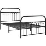 Metalni okvir kreveta uzglavlje i podnožje crni 100x200 cm | shoptok.hr
