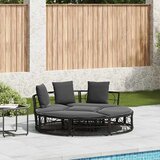 vidaXL Zunanja lounge postelja brez baldahina Black Poly Rattan | Shoptok.si