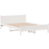 vidaXL Posteljni okvir brez vzmetnice bel 135x190 cm trdna borovina | Shoptok.si
