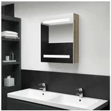 vidaXL LED kopalniska omarica z ogledalom bela in hrast 50x1