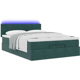 Otomanski krevet s madracem&amp LED tamnozeleni 140x200cm baršun | shoptok.hr