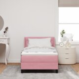 vidaXL Postelja s podstavkom in vzmetnico Roza 90x190 cm Žamet | Shoptok.si