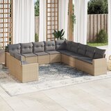 vidaXL 11-dijelni set vrtnih sofa od poliratana s jastucima bež Cijene