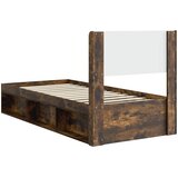  Krevetna konstrukcija s pohranom i uzglavljem Dimljeni hrast Smeđa 90 x 200 cm | Shoptok.si