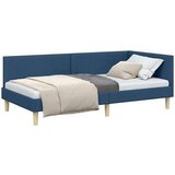 vidaXL Kotna postelja Modra 100 x 200 cm Tkanina in oblikovan les | Shoptok.si