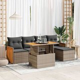 vidaXL 6-dijelni set vrtnih sofa poliratan i bagrem s jastucima sivi | shoptok.hr
