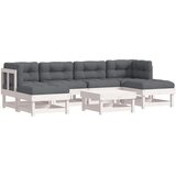 Maison Chic Seti vrtnega pohištva - Vrtna garnitura - Vrtni pohištvo set 7-delna z blazinami bela trdna borovina, (21807823) | Shoptok.si