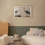  Plakat - Birds from an Old Engraving - vintage-style illustration of a heron and a crane 60x40 Zlatni okvir s margom | shoptok.hr