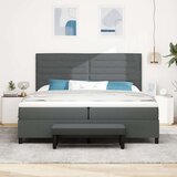 Box Spring Krevet s Madracem i Klupom Tamno Siva 200x200 cm Tkanina | shoptok.hr