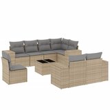 Maison Chic Seti vrtnega pohištva - Vrtna garnitura 9-delna z blazinami bež poli ratan, (21797092) | Shoptok.si