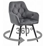  Okretna stolica JORK360, tamnosivi baršun, crne metalne noge | shoptok.hr
