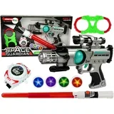 Warrior Set Laser Gun Lightsaber Handcuffs Disc Thrower