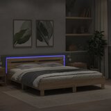 Okvir za krevet s uzglavljem i LED boja hrasta sonome 180x200cm | shoptok.hr