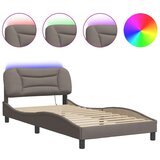 vidaXL Posteljni okvir z LED lučkami taupe 100x200 cm tkanina | Shoptok.si
