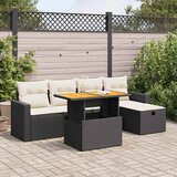vidaXL 6-dijelni set vrtnih sofa s jastucima crni od poliratana bagrem Cijene