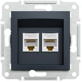 Schneider Electric Asfora Omrežna vtičnica CAT5E (Antracit, 2-krat) | Shoptok.si