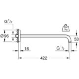 Grohe stenska nosilna roka za prho Rainshower, 422 mm (26146000) | Shoptok.si