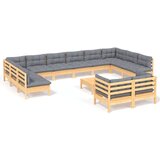  13-dijelna vrtna garnitura od borovine sa sivim jastucima | shoptok.hr