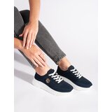 GOODIN Navy blue leather sneakers on a platform | shoptok.hr