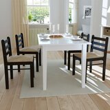 Furnova Jedilni stoli 4 kosi rjavi iz trdnega kavčukovca in žameta, (21928887) | Shoptok.si
