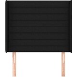  Vzglavje z ušesi črno 103x16x118/128 cm blago, (20938568) | Shoptok.si