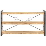 Maison Chic Knjižna omara - Knjižni regal 3-nadstropna 140x30x80 cm trden mangov les, (21725249) Cene