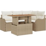 vidaXL set vrtnih sofa od 5 dijelova s jastučićima bež poli ratan | shoptok.hr