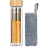 Klarstein Bočica za čaj, s čepom i sitom, 500 ml, dvostruko staklo, poklopac od bambusa | shoptok.hr