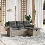 Maison Chic Seti vrtnega pohištva - Vrtna garnitura - Vrtni pohištvo set 4-delna z blazinami siv poli ratan, (21817791) | Shoptok.si