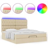  Otomanski krevet s madracem i LED krem 160x200cm tkanine | shoptok.hr