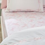 Catherine Lansfield Bijela/ružičasta plahta s gumom 135x190 cm Bow – | shoptok.hr