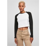 UC Curvy Ladies Organic Cropped Retro Baseball Longsleeve white/black Cene