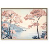  Slika - Landscape with the Ocean Cliffs and Trees in Delicate Pink Shades 120x80 U prirodnom drvenom okviru | shoptok.hr