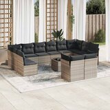 Maison Chic Seti vrtnega pohištva - Vrtna garnitura - Vrtni pohištvo set 13-delna z blazinami siv poli ratan, (21809093) | Shoptok.si